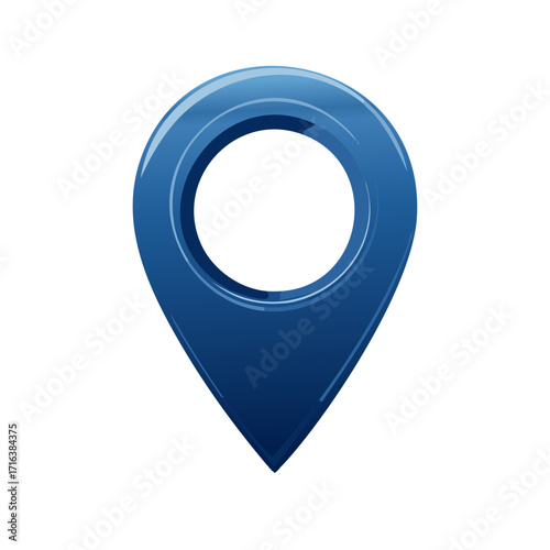 Blue vector location marker. Concept navigation, destination, direction, position, pinpoint, place, route, travel, search, journey.
