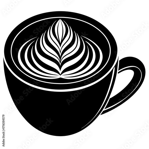 Black and white latte art in a coffee cup beverage 1