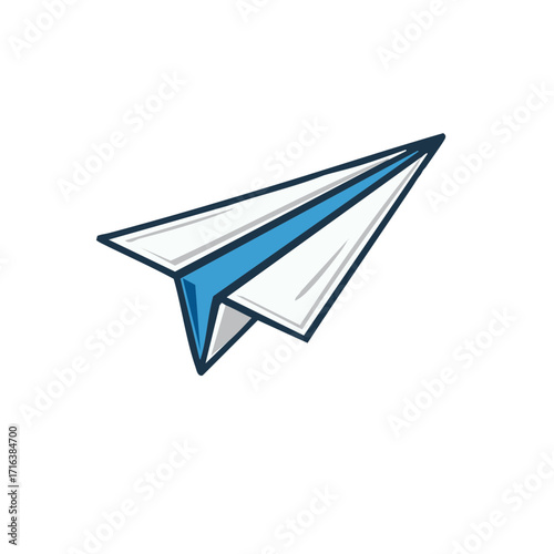Paper Airplane Illustration Blue and White Origami Style for Travel or Creativity