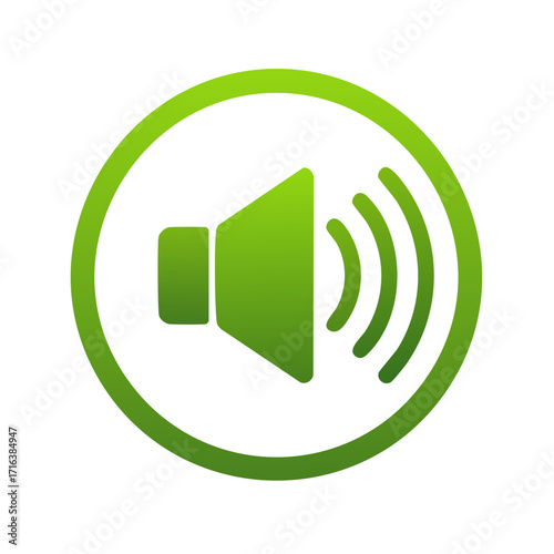 Green gradient speaker icon in circle, signifying audio volume and sound output