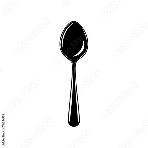 Elegant Silhouette Spoon Design Cutlery Dining Utensil Cookware Eating Tool Illustration