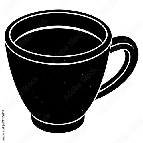 Black coffee cup with white outline and speckles vector