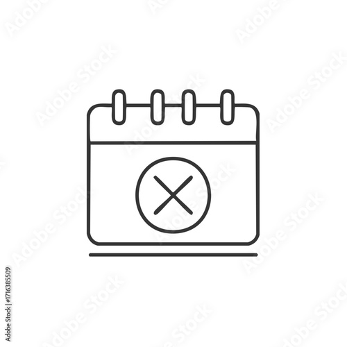 Calendar Date Event Canceled Outline Icon, Schedule Crossed Off Symbol, Cancelation Deadline
