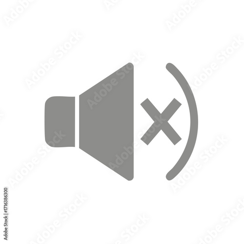 Grey mute sound off speaker icon symbolizing silence, volume control, or audio prohibition for digital interfaces