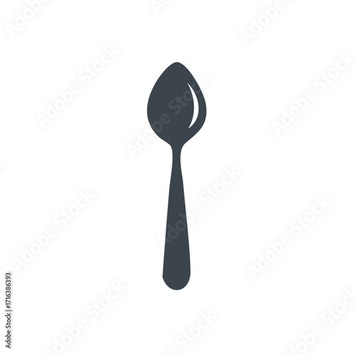 Single stylized spoon, food preparation tool, dining flatware on plain background, isolated for design elements