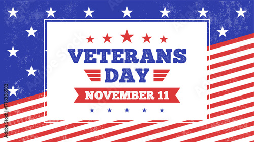 Patriotic Veterans Day greetings with red, white, and blue colors suitable for greeting cards, commemorative events, military appreciation campaigns, and digital banners honoring U.S. veterans.