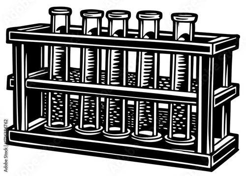 Test Tube Rack Silhouette, Laboratory Science SVG, PNG