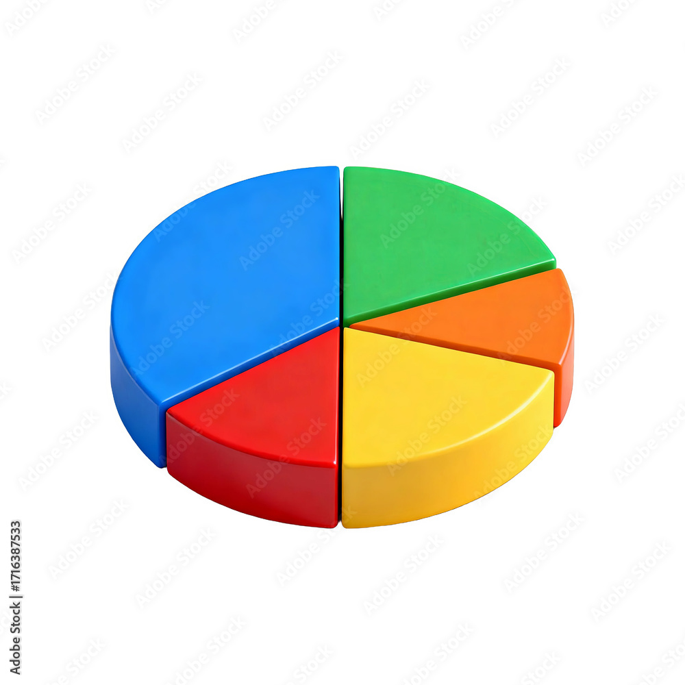 Fototapeta premium 3D pie chart with colored segments
