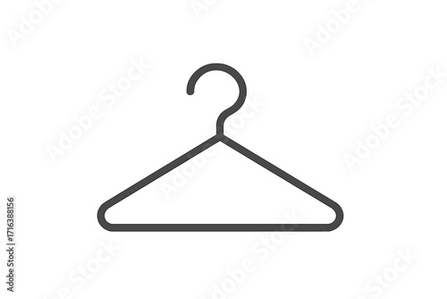 Hanger line icon for clothes and fashion. Wardrobe and closet symbol for boutique or retail store. Minimalist vector pictogram for laundry, dry cleaning or shopping app.