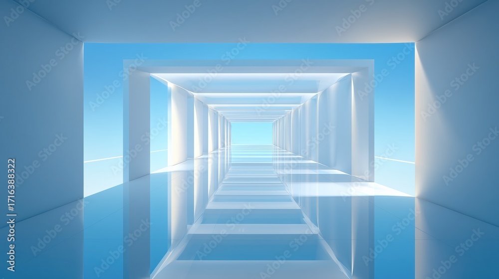 Obraz premium Contemporary Architectural Corridor with Reflected Lighting