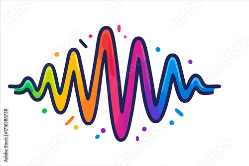 Sound wave vector. Colorful audio waveform showing music rhythm. Abstract voice frequency, podcast equalizer symbol. Modern vibrant graphic logo design concept illustration.
