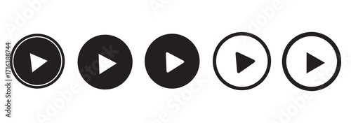 Play video red button icon, sign isolated on white background. Trendy circle play button icon in flat style.