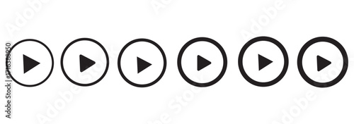 Play video red button icon, sign isolated on white background. Trendy circle play button icon in flat style.