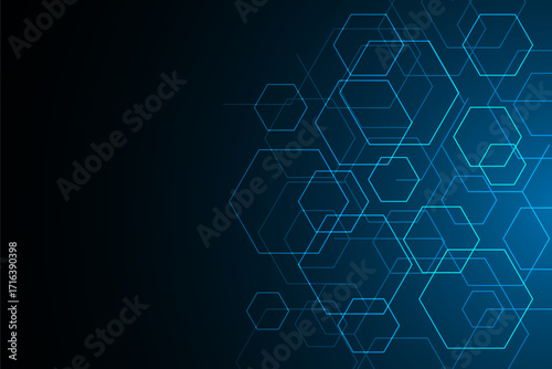 vector sci-fi hexagonal futuristic pattern, innovation future technology background	
