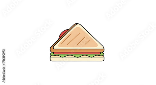 Delicious triangle sandwich with fresh ingredients on a clean background
