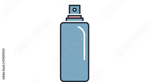 Illustration of a light blue spray bottle with a pink top against a white background