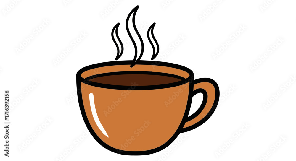 Obraz premium A steaming brown cup of coffee illustration against a white background