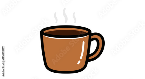 A Warm Embrace Minimalist Illustration of Coffee in a Cozy Mug with Rising Steam