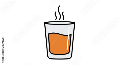 Warm Drink in a Glass Cozy Beverage Icon Illustration