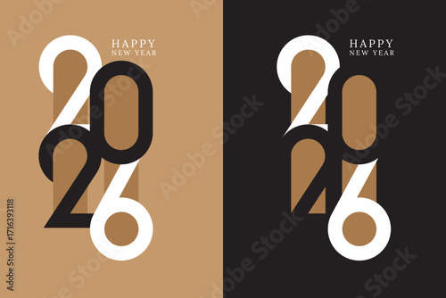 Happy New Year 2026 Elegant Greeting Card with Golden Typography on Colorful Background