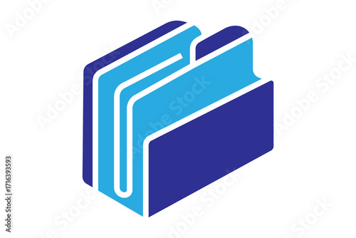 The folder is designed in an isometric style, using dark blue for the folder itself and light blue for the inner files, giving a clean and modern appearance.
