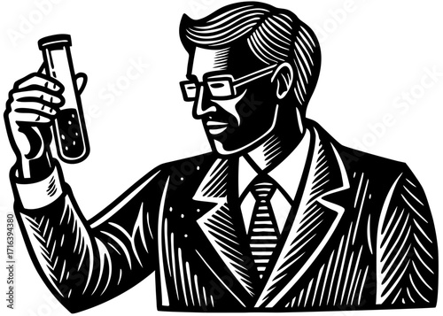 Scientist Holding Test Tube Silhouette, Laboratory Science SVG, PNG