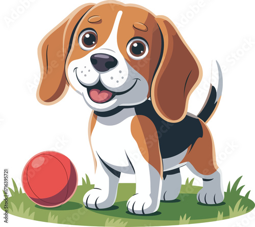 Cute cartoon a illustrator vector Beagle