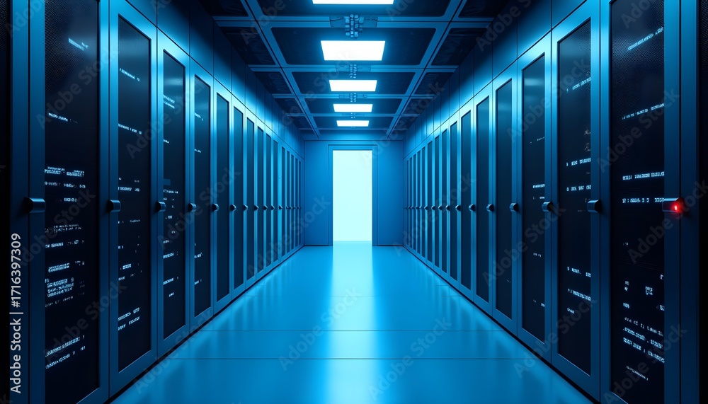 Fototapeta premium Modern Data Sanctum - Architectural Symphony of IT