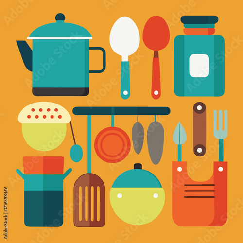 Minimalist kitchen utensil icons collection for cooking and culinary designs