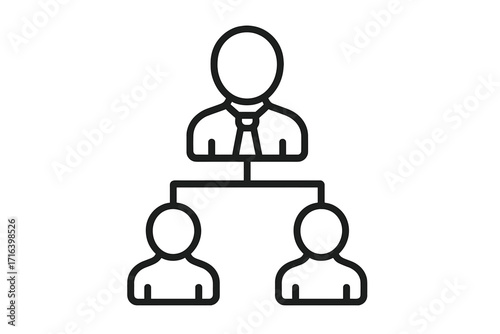 Organizational chart icon. Business management and corporate hierarchy structure. Leadership connection and team communication concept. Manager and employee subordination workflow.