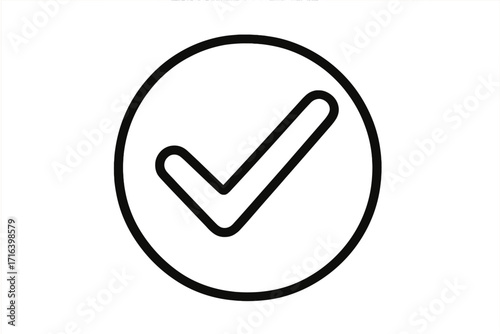 Check mark icon vector. Approved, completed, done. Success symbol for checklist, survey, quiz. Correct answer, yes vote, passed test. Quality control linear illustration.
