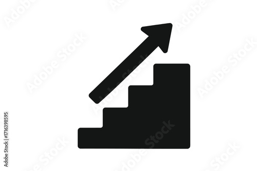 Stairs up icon for business career progress. Step by step growth and success concept. Stairway to improvement and development. Ambition and achievement vector symbol.