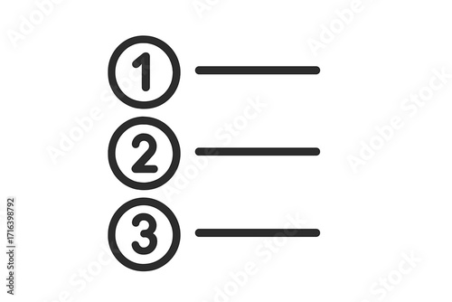Numbered list icon. Step by step instructions concept. Sequence of options. Agenda points or checklist for planning. To do list symbol. Order and ranking infographic element.