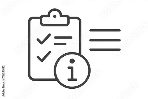 Task information linear icon. Clipboard with checklist for project management. Order details, report summary, instructions. Guidance and support info symbol for completed tasks.