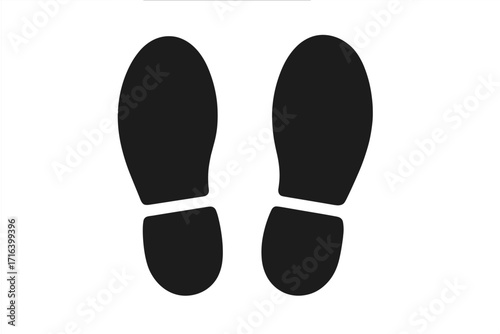 Footprint silhouette vector icon. Human shoe prints. Footsteps shape. Boot sole mark for walking direction on a path. Minimalist black graphic symbol for a journey or trail.