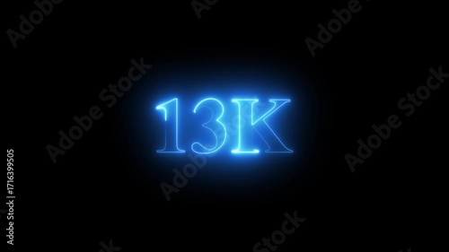 
13k text font with neon effect blue color,13k followers, Thank You, social sites post. Thank you followers congratulation. 