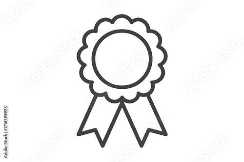 Award ribbon line icon. Vector prize medal symbol of victory and success. Quality seal guarantee badge. Rosette graphic for winner of competition, first place concept.