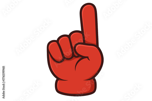Number 1 fan foam finger vector icon set. Sports supporter hand glove for cheering on a team at a game. First place winner concept illustration. Championship victory symbol.