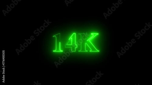 
14k text font with neon effect green color,14k followers, Thank You, social sites post. Thank you followers congratulation. 