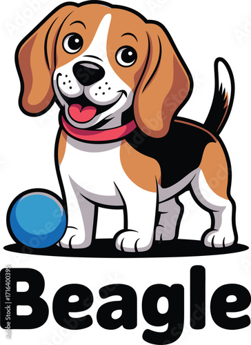 Cute cartoon a illustrator vector Beagle