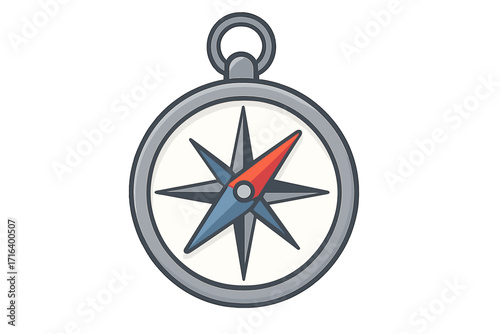 Compass vector illustration for navigation, direction, and guidance. Symbol of travel, adventure, exploration, and discovery. Classic magnetic compass icon with wind rose.