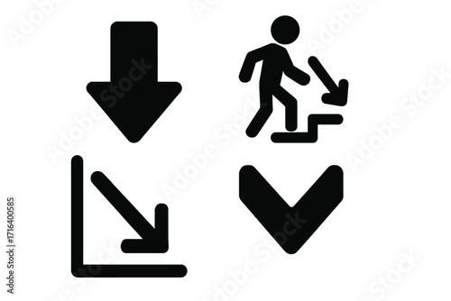 Shoe prints icon silhouette, vector cartoon illustration, black footprints, footstep symbols, transparent background, ordered set of walking and stepping marks, minimalistic design