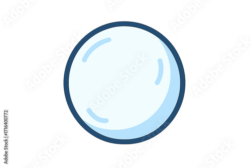 Snowball icon flat symbol, winter snowball vector cartoon illustration, transparent background, cold weather object, snow fight ball, frozen ice sphere graphic