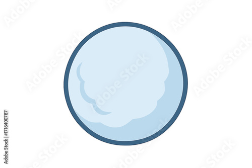 Snowball icon, flat style vector, cartoon illustration with transparent background, winter snow ball design, cold weather fun, outdoor play, frozen snow sphere graphic
