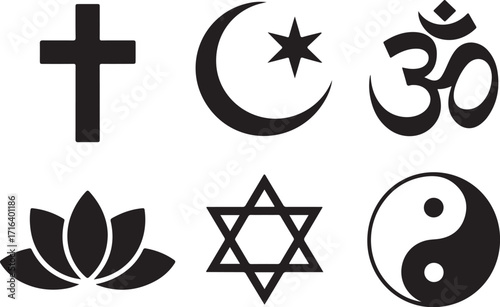 Diverse spiritual symbols unite global faiths for peace