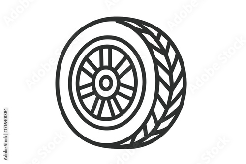 Wheel tire icon linear symbol vector illustration with transparent background automotive car vehicle tire wheel rim design element transport and mechanics concept