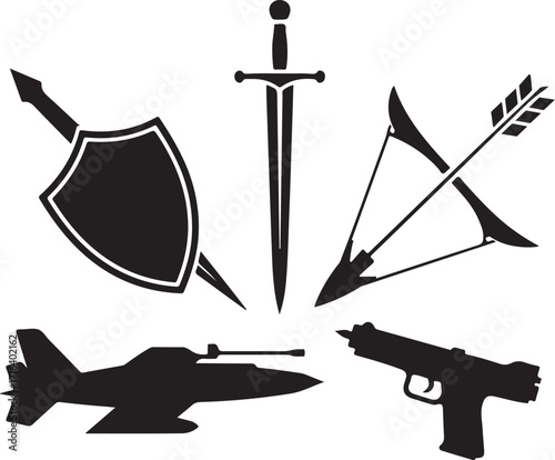 Modern warfare meets ancient combat icons