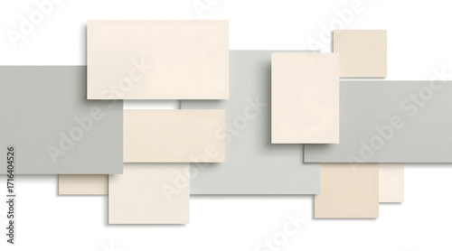 Wallpaper Mural Rectangular block shapes in beige and gray tones create calm and balanced digital flat artwork with overlapping geometric forms Torontodigital.ca