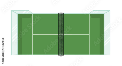 Overhead view of a ping pong table with net.