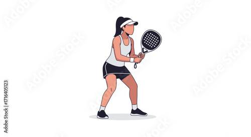 Female padel player ready to hit the ball.